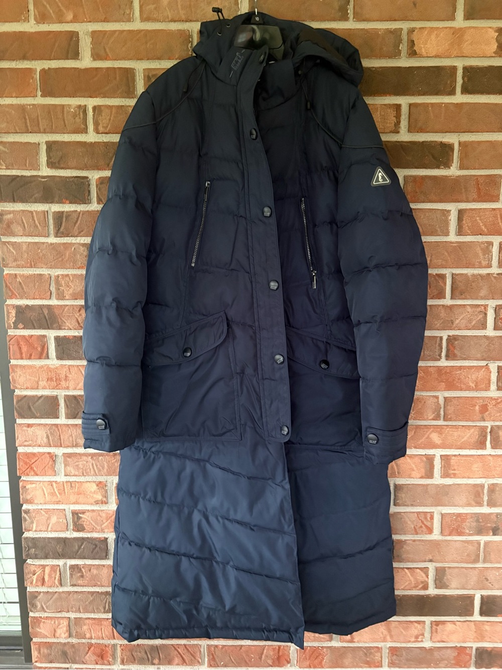 ELT women’s Long Puffer Coat with Hood - Navy~great condition!